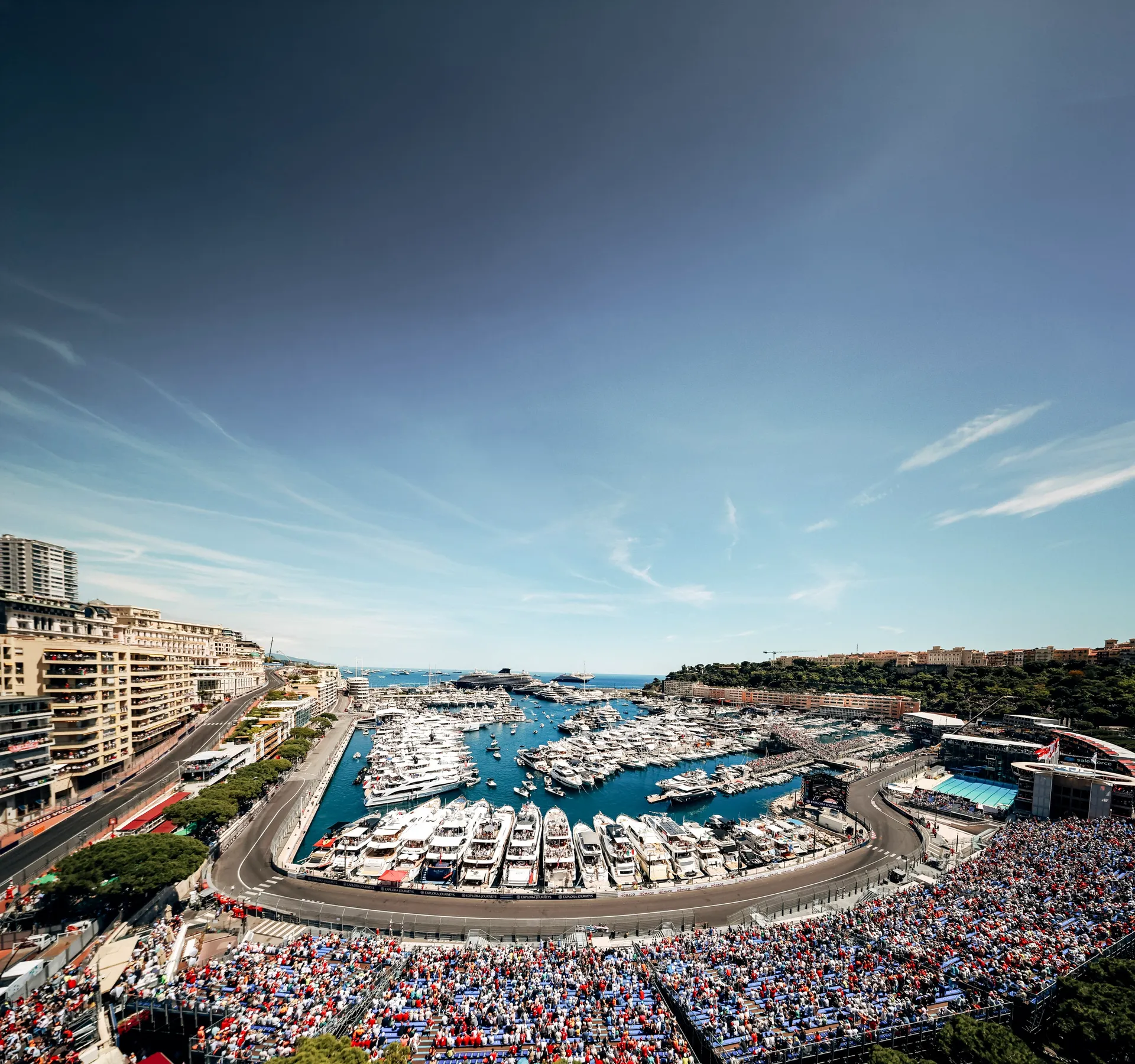 Birdview of Monaco harbour bay 
